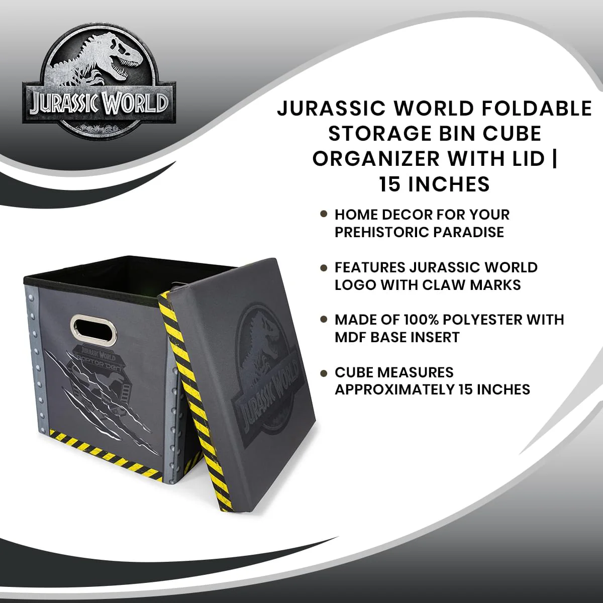 Jurassic World Foldable Storage Bin Cube Organizer with Lid | 15 Inches - Image 7